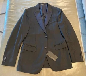 NWT Z-Zegna Black Navy 100% Wool Drop 8 Deco SlimFit Jacket Dinner 48R 38R $1095 - Picture 1 of 9