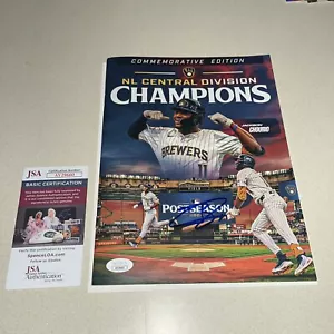 JACKSON CHOURIO signed autographed MILWAUKEE BREWERS POSTSEASON PROGRAM JSA COA - Picture 1 of 4