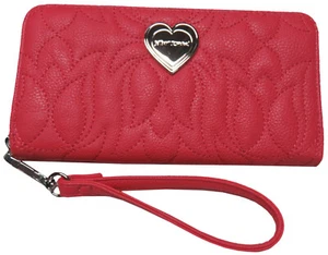 Betsey Johnson Zip Around Wallet Puffy Flowers Coral Pink - Picture 1 of 7