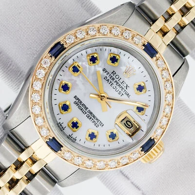 Rolex Lady DateJust 26mm MOP Sapphire Watch Steel and 18k Gold Diamond Bezel - Image 1 of 4
