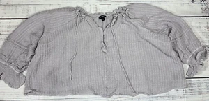 Torrid 3 Womens 3/4 Sleeve Crop Top Sz 3X Lavender Pullover Tie Neck Rayon Nylon - Picture 1 of 8