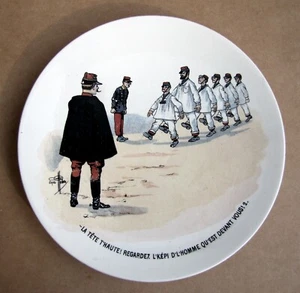 Assiette Murale Militaire Humoristique WW1 Mon Régiment 2 Faïence Sarreguemines - Picture 1 of 2