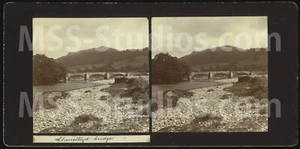LLANELLTYD Brücke (bei Dolgellau), Wales (antikes Stereoview Stereoskop) - Bild 1 von 2