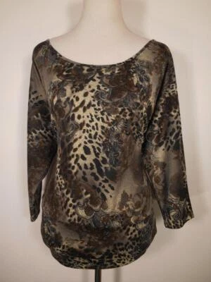 Hermoso Top Para Mujer XL Vintage Suzie Gris Diseño Floral Manga Larga Tejido Foto 1 de 4