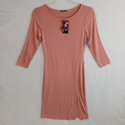 Soprano Front Slit 3/4 Sleeve Mini Dress Size Small Coral NWT Please Read - Image 1 of 4