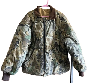 Vtg Walls Hardwood Camo / Canvas Reversible Puffer Jacket Sz XL - Picture 1 of 12