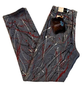 Selten neu mit Etikett 1980er Sasson bemalt gerades Bein 100 % Baumwolle Denim Jeans Größe 30 x 32 - Bild 1 von 13