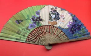 Antique / Vintage Paper Fan - Hand Painted Edwardian Scene - Signed James Smith - Picture 1 of 13