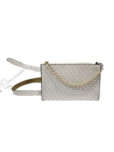 Michael Kors Signature Belt Bag Chain Strap Convertible Vanilla Medium Size NWT - Picture 1 of 14