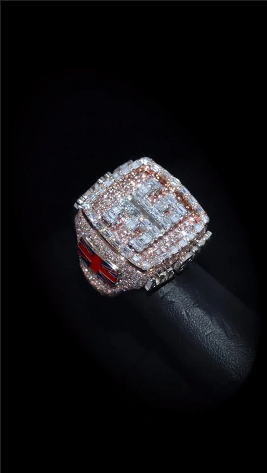 VVS Moissanite Men's Ring Hip Hop Letter Ring Iced out Custom Moissanite Ring - Image 1 of 4