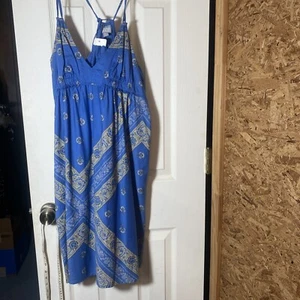 Vestido Halter Azul Estampado Bandana Sol Talla XL - Imagen 1 de 4