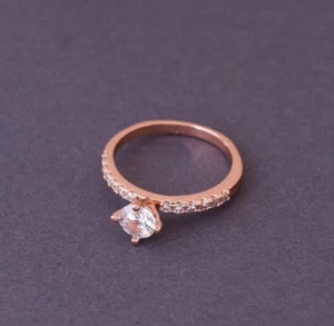 Rose Gold Plated Sterling Silver Ring Engegment Wedding Promise Valentine's Ring - Picture 1 of 7