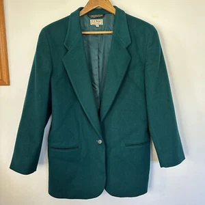 Vintage LL Bean Ladies Size 12R Forest Green Wool Blend Jacket Blazer - Picture 1 of 6
