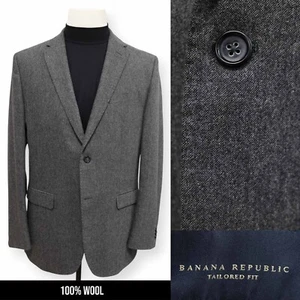 BANANA REPUBLIC Hombre Gris Sólido SLIM FIT Lana Abrigo Deportivo Traje Chaqueta Blazer 44 R - Imagen 1 de 14