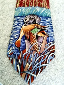 necktie RETRIEVER DOG  DUCK HUNTING 100% silk WEMBLEY USA - Picture 1 of 10