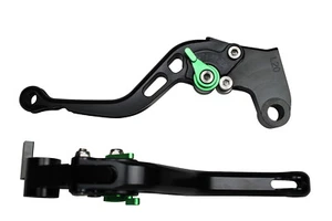GREEN SHORT MOTORCYCLE CLUTCH BRAKE LEVERS for Triumph 675 Street Triple R 09-13 - Imagen 1 de 7