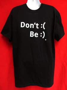 Herren T-Shirt Don't Run't :( Sei glücklich :) Smiley Gesicht Sorgen SMS Emoji Witz M L - Bild 1 von 2