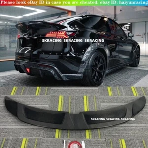 For Tesla Model Y 2020-2022 Real Carbon Fiber Rear Trunk Spoiler Wing New Style - Foto 1 di 18