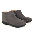 Fitflop Size 7 Womens Sumi Gray Suede Zip Comfort Ankle Bootie