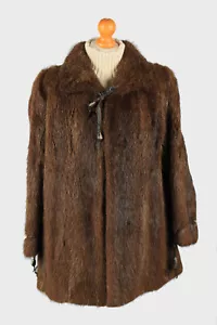 Abrigo de piel cuello chaqueta señora vintage retro vintage marrón oscuro talla M-C2290 - Imagen 1 de 5