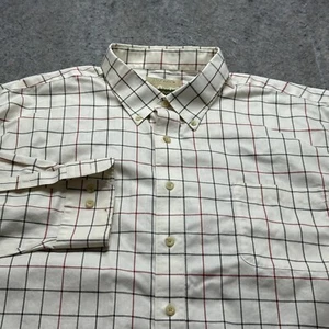 Cabela's Button-Down Shirt Men 3XLT Tall White Red Blue Plaid Outfitter Series - Picture 1 of 17