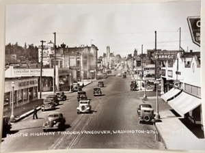 Pacific Coast Hwy Vancouver Washington 1930s Cars Auto Shops Photograph - Picture 1 of 5