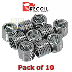 10 x Recoil helicoil type wire inserts metric Coarse M6 x 1.0 x 1.5D 25063 - Picture 1 of 1