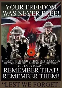 Remembrance Day Metal Sign Lest We Forget Soldier England War Plaque Army Gift - Picture 1 of 1