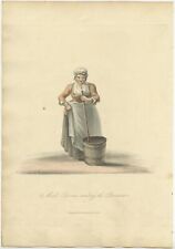 Antique Print of a Maid Servant by Ackermann (1817)