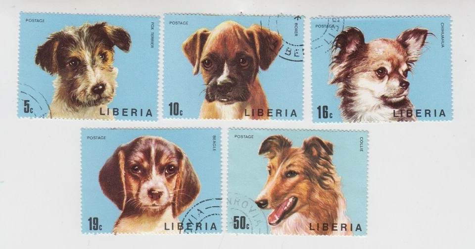 Liberia 1974. DOGS, Fox Terrier, Collie, Beagle, Chihuahua, Boxer CTO - Image 1 of 1