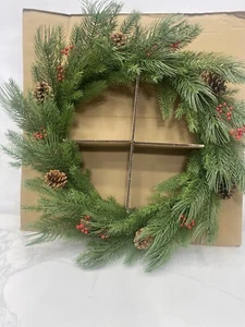 Christmas Wreath,32” Front Door Wreath Pine Cones Front Door Wall Decor - Picture 1 of 5