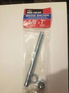 ROTER KOPF 5/8" x 7" Beton Keil Anker mit Unterlegscheibe & Sechskantmuttern - Bild 1 von 2