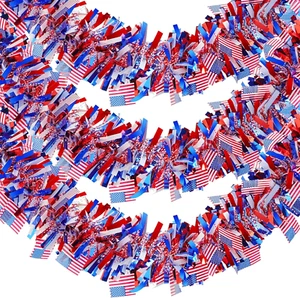 Met. patriottico Decorazione glitter 39,4 piedi 4 luglio e giorno della memoria - rosso, bianco, blu - Foto 1 di 12