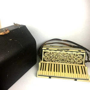 Vtg 1950s Scandalli Salerno Accordion With Case  Plays Parts Repair READ - Picture 1 of 17