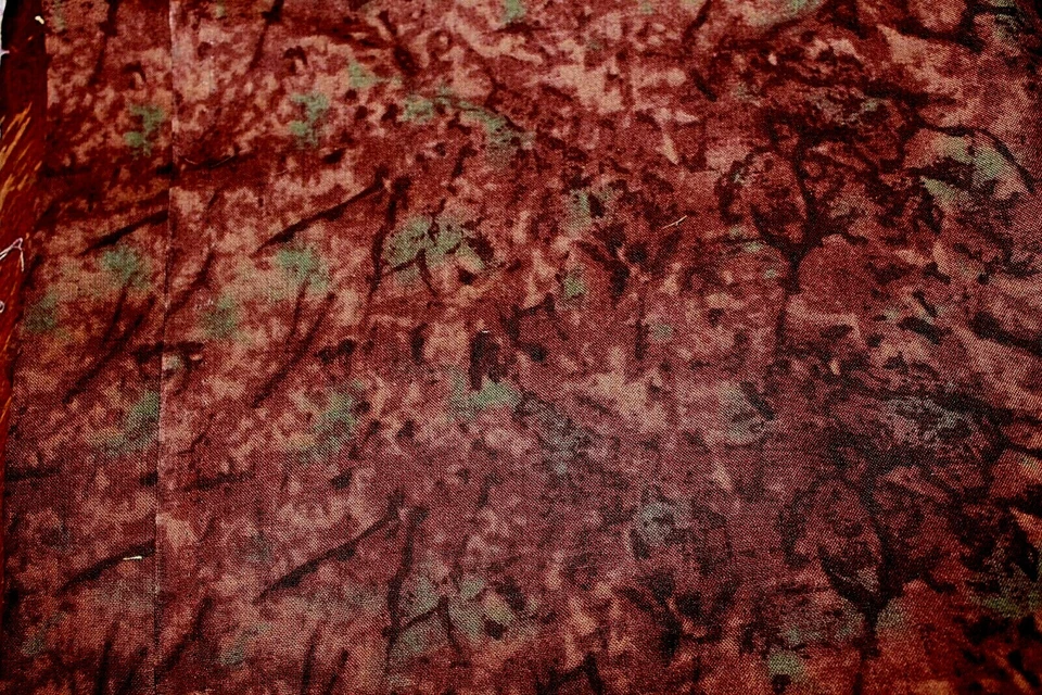 Brown Texture with Green Cotton Quilt Mask Craft Fabric 1 Yard - Image 1 of 1