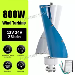 800W 12V/24V Vertical Axis Wind Turbine Generator with Controller Windmill Kit - Picture 1 of 21