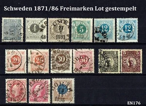 Schweden 1871/86 Freimarken Lot gestempelt, siehe Bild+ Beschreibung(EN176) - Bild 1 von 1