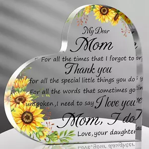 Mothers Day Gifts Acrylic Mom Birthday Sign Plaque Presents from Daughter Son Gr - Picture 1 of 7