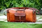 24'' Large Leather Vintage Men Real Tote Luggage Bag Travel Bag Duffel Gym Bags