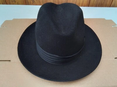 Dobbs Fedora Mainstreet Mens Black Hat 100% Wool Made in USA Small - Image 1 of 4