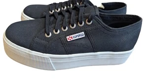 Women's 8.5 (Euro 39.5) Superga Black 1.5" Platform Low Top Sneakers - Picture 1 of 7