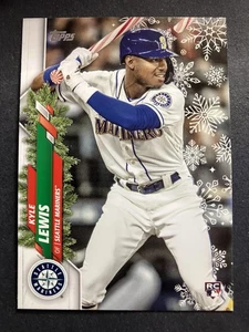 2020 Topps Holiday #HW169b Kyle Lewis Candy Cane Bat - Picture 1 of 2