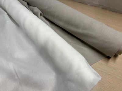 PLAIN LINEN EFFECT VOILE  Fabric 3 metres wide curtain drape material ivory - Image 1 of 4