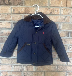 Polo Ralph Lauren Kleinkind 2T Steppjacke Navy Cord Kragen Scheunenmantel - Bild 1 von 6