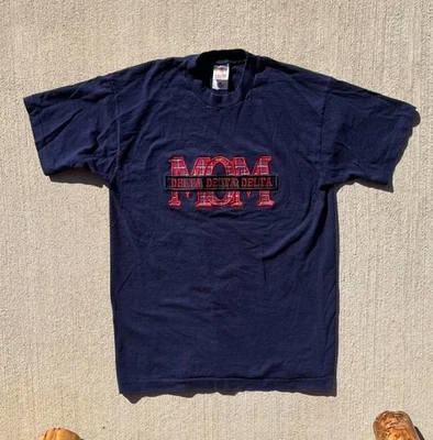 Vintage 90s Tri Delta Mom Sorority Navy Blue Single Stitch Cotton Tshirt Large - Image 1 of 4