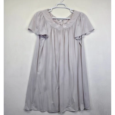 Miss Elaine Nightgown Womens L Purple Floral Embroidered Flowy Lounge Sleepwear - Image 1 of 4