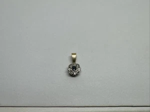 Estate Tiny 14k Yellow/white Gold Blue Topaz & Diamonds Pendant/charm, 585 - Picture 1 of 11