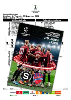 SPARTA Prague Czechia v RAKOW Poland 6 November 2025 ECL FAN 12 pg + OFFICIAL LU - Image 1 of 2