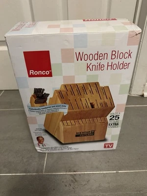 RONCO BLOQUE MADERA SOPORTE CUCHILLO SOSTIENE 25 CUCHILLOS JUEGO SEIS ESTRELLAS NUEVO NUEVO EN STOCK 2004 Foto 1 de 3