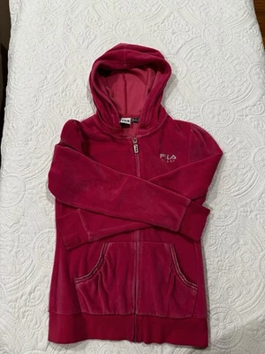 Top de chándal vintage rosa con cremallera Fila para mujer talla pequeña 80 % algodón Foto 1 de 4
